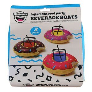 Bigmouth Inc. Beverage Boats Inflatable Drink Floats Donut Pool Party 3 Pack